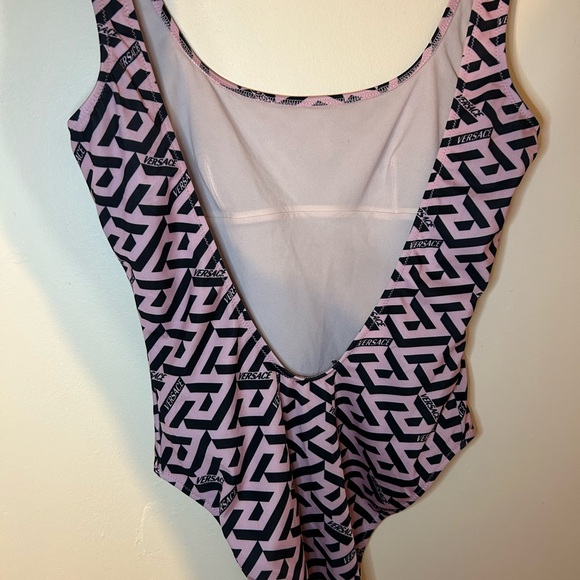 Versace Black and Pink Greca One-Piece Swimsuit - Picture 4 of 7